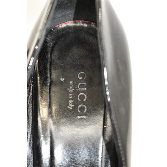 $950 GUCCI Vernice Diamond Patent Leather Pumps Black Heels Platform 7 (MG19) - Picture 4 of 9